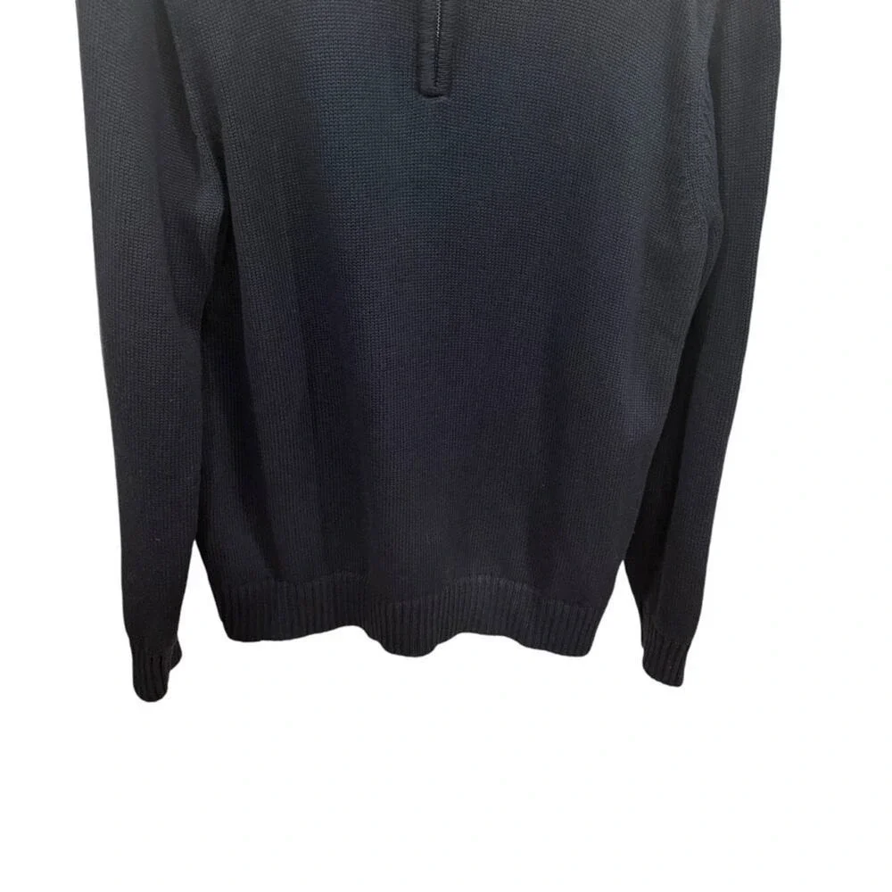 L.L. BEAN Men's Navy Blue 1/4 Zip Cotton Knitted Sweater Size L
